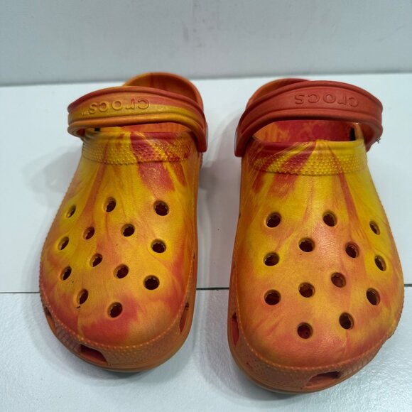 Crocs Classic Orange Tie-Dye Clogs Womens Size 8 / Mens Size 6 - Picture 2 of 8